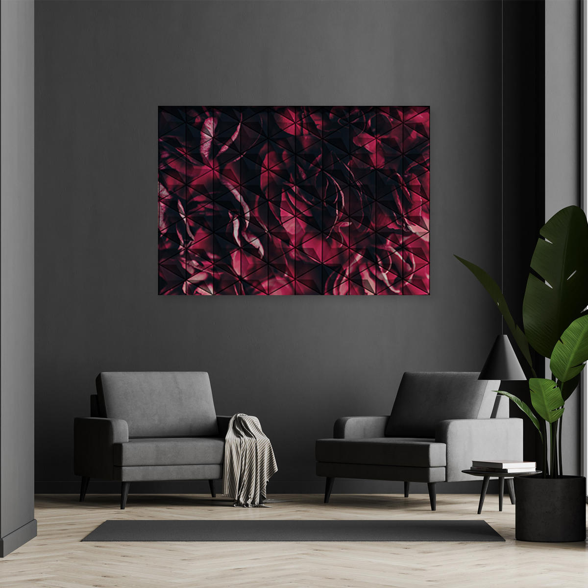 WANDBILD rote geometrische abstrakt - Rot, Textil (60/40cm) - Feeby