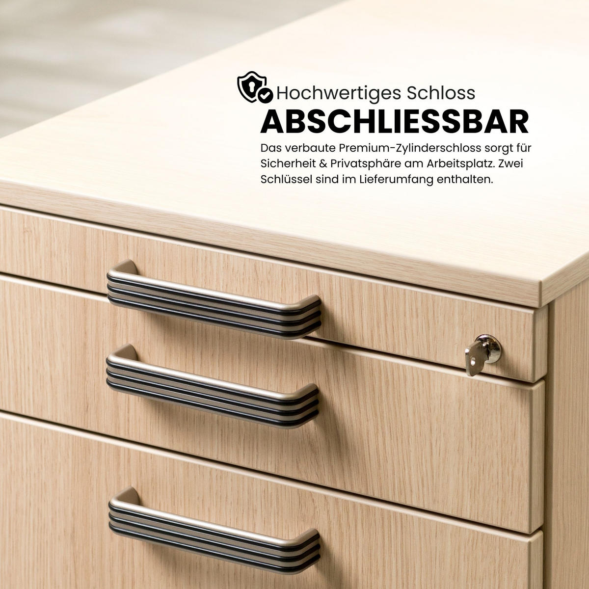 STANDCONTAINER - mit Hängeregistratur 80/42,8/72 cm in Ahornfarben Bogengriff (Metall) - Ahornfarben, Holzwerkstoff (42.8/72/80cm) - bümö