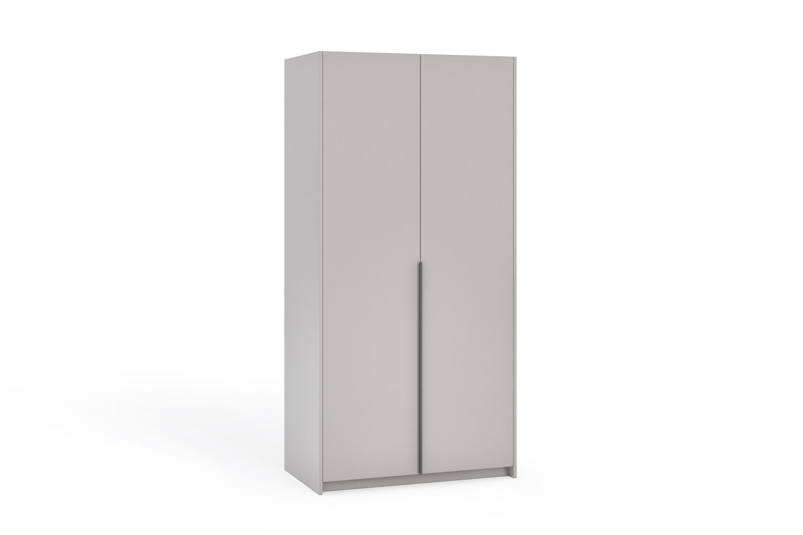 DREHTÜRENSCHRANK Apollonia ohne Spiegel 100x204cm 2-türig, kaschmir, schwarze Griffe - Kaschmir/Schwarz, Kunststoff (58/205/100cm) - Margaret Hadas24