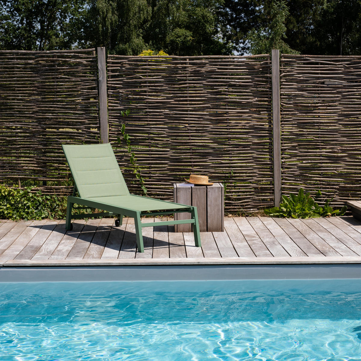 SONNENLIEGE Barbados Salbeigrün - Grün, Kunststoff (61/95/198cm) - Happy Garden