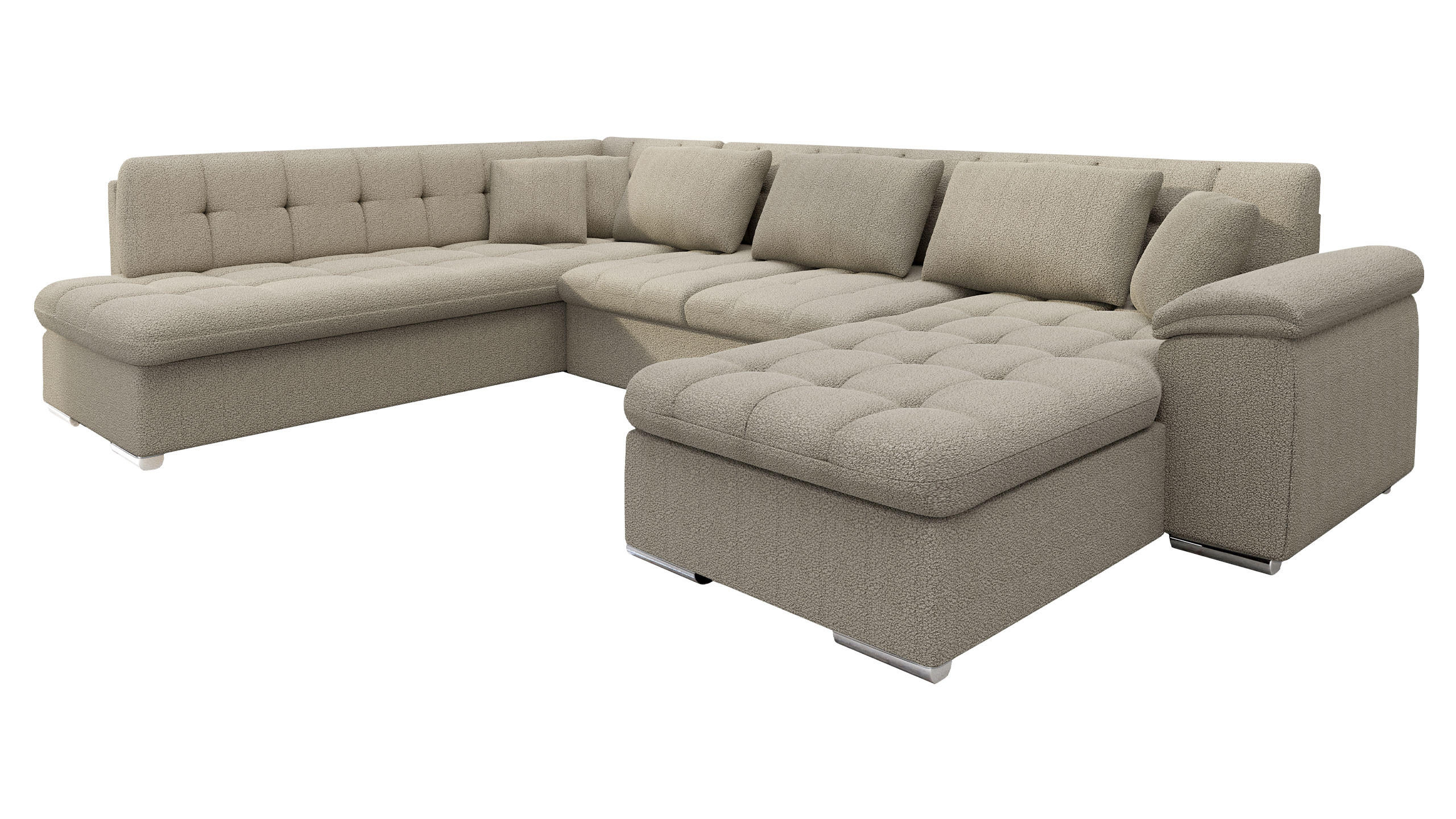 WOHNLANDSCHAFT Niko Bis Premium, Seite: Rechts - Sandfarben, Holz/Textil (348/76/205cm) - MIRJAN24