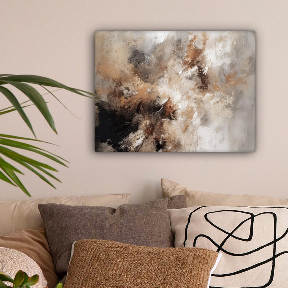 LEINWANDBILD - Farbe - Abstrakt - Beige - Kunst - 40x30 - Wanddeko - Greige, Textil (40/30cm) - MuchoWow