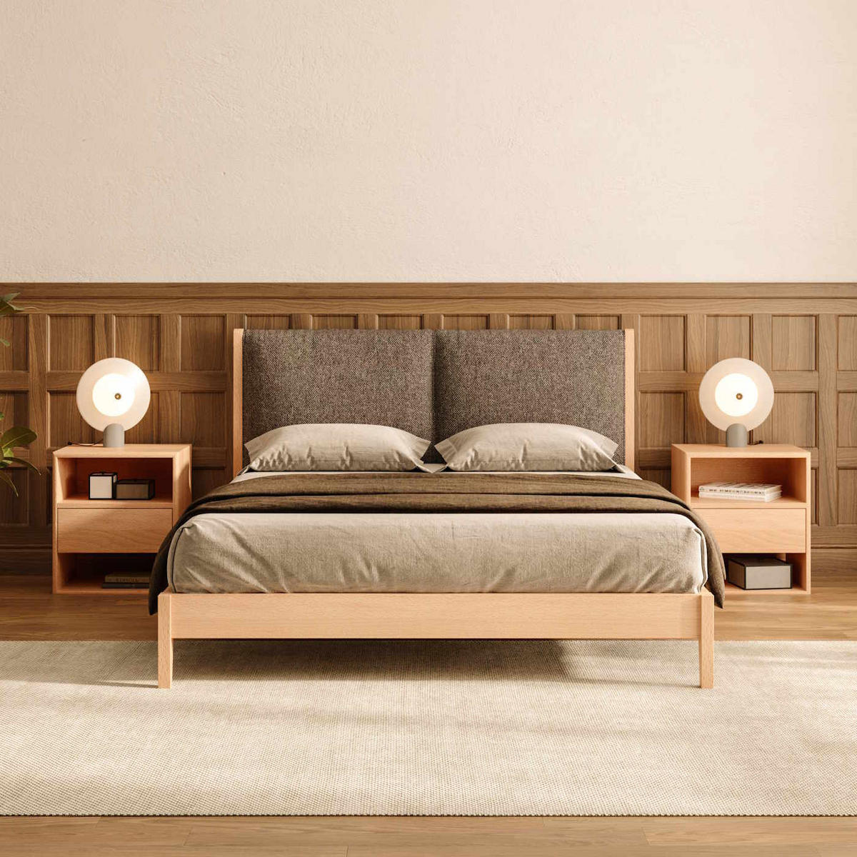 MASSIVHOLZBETT Vena aus Buche 200x220 cm, Storm 06 - Beige/Buchefarben, Holz (200/220cm) - Danzz