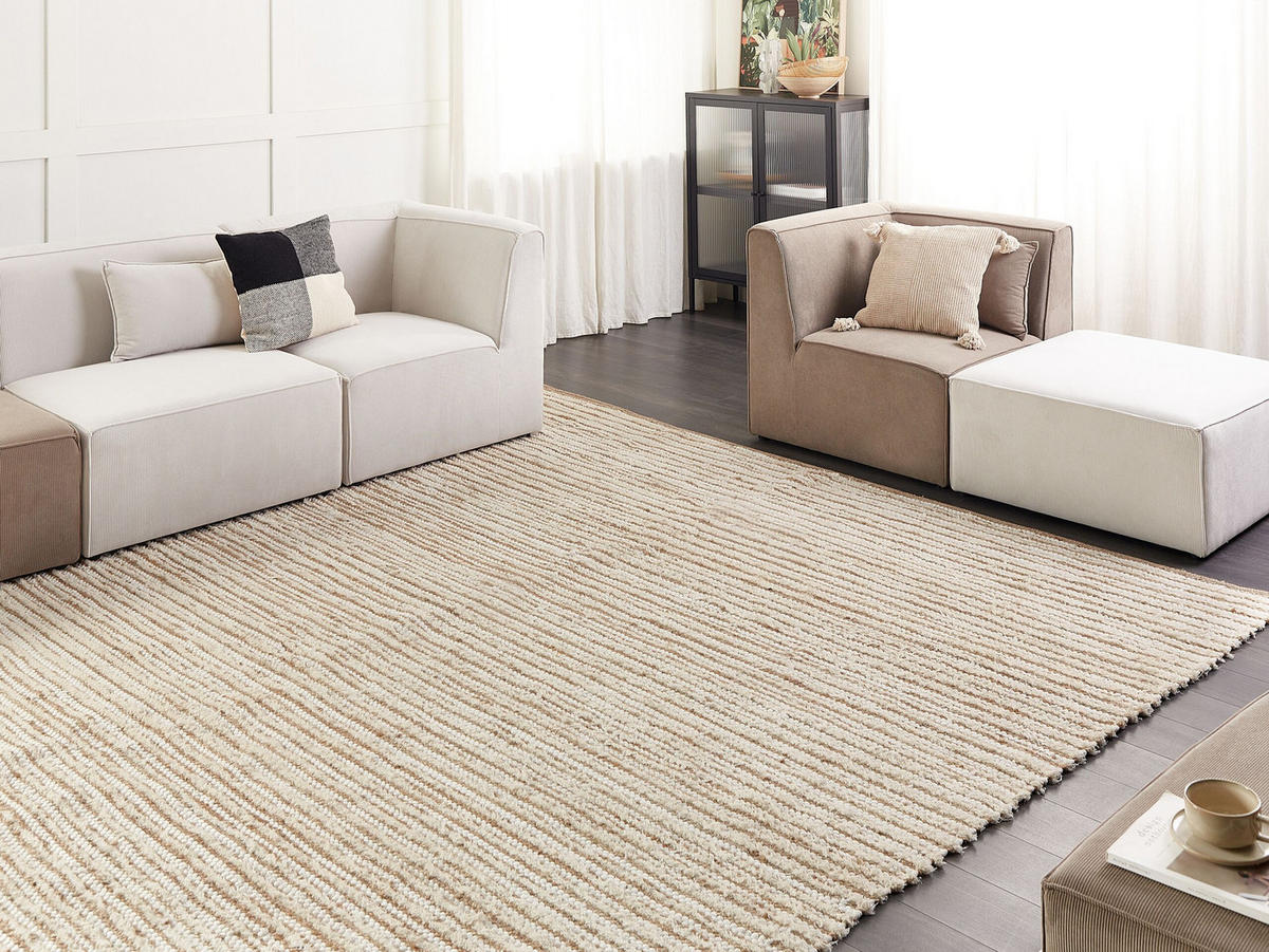 TEPPICH geflochten Barkhan 400/300 cm - Beige, Textil (300/400cm) - Beliani