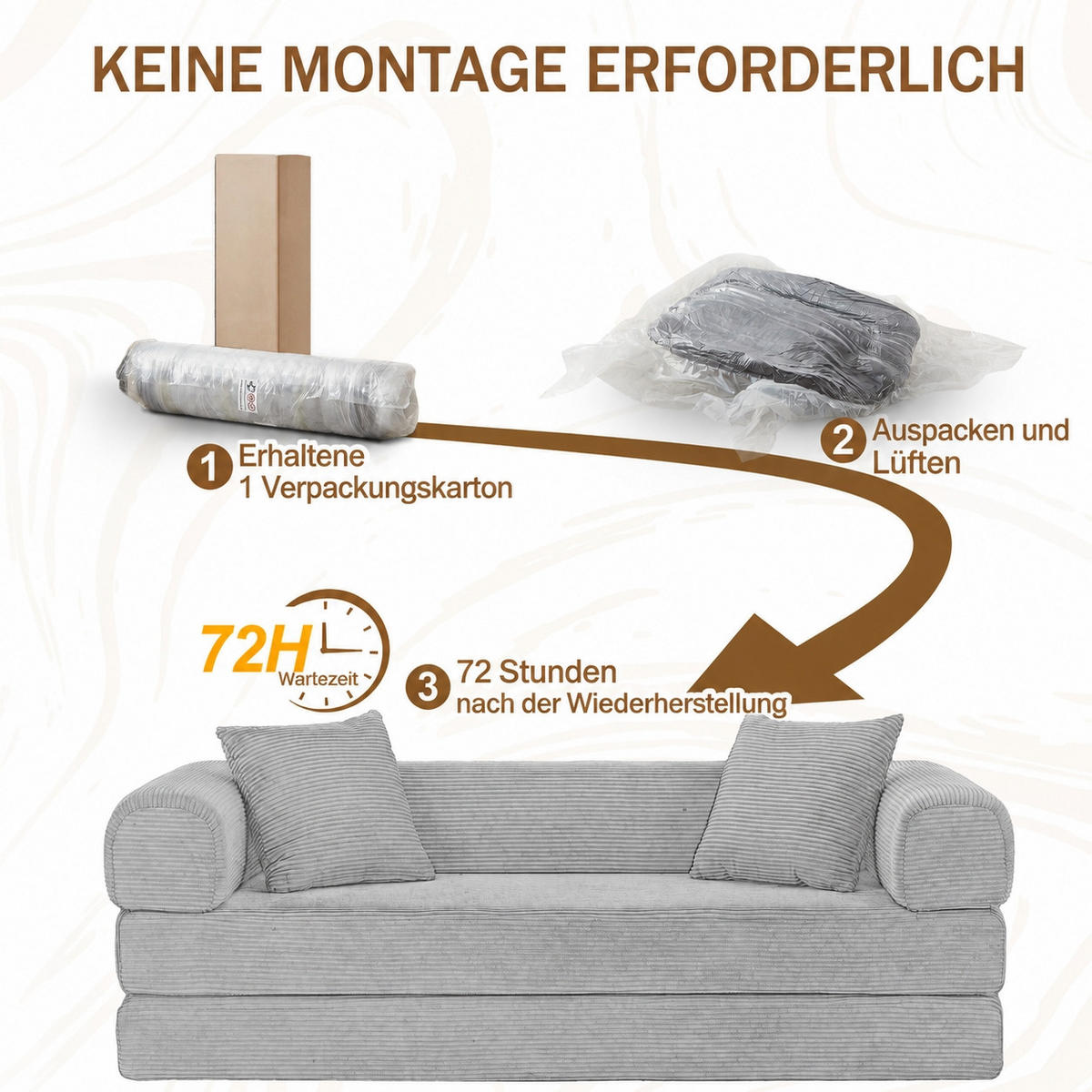 SCHLAFSOFA 195/89/59 cm Beige Samtstoff, 3-Sitzer - Beige, Textil (89/59/195cm) - Oxeza