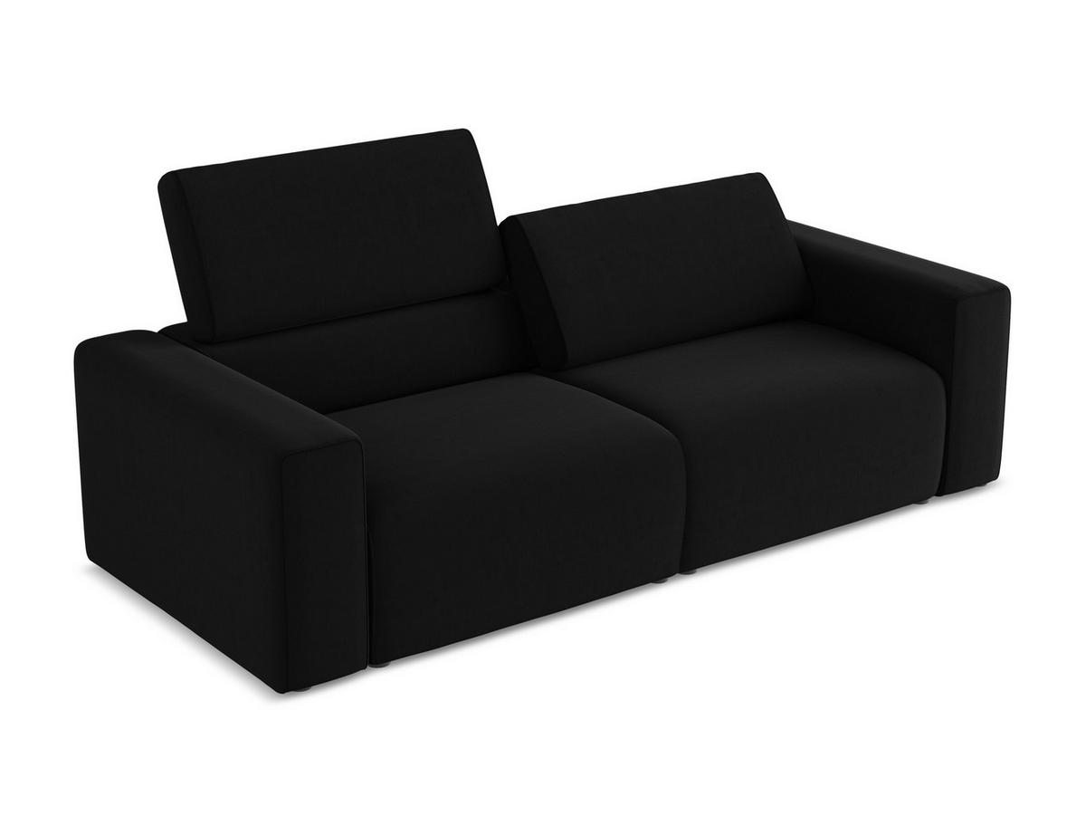 3-SITZER SOFA Samt Stoff Schwarz - Schwarz/Grau, Kunststoff/Textil (224/80/103cm) - Makamii
