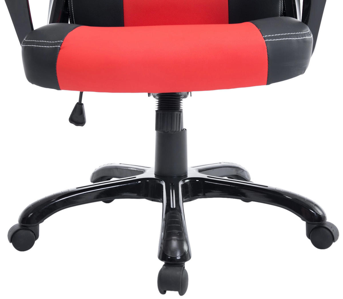 CHEFSESSEL Lederlook schwarz/rot - Rot/Schwarz, Kunststoff/Textil (65/114/70cm) - CLP