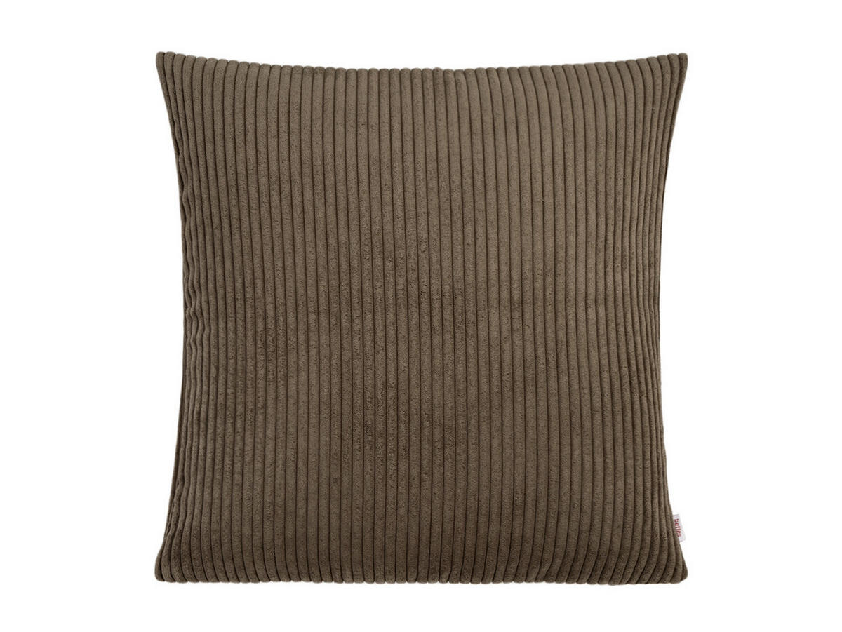 KISSENHÜLLE HYggelig No.2 Block Cord-Samt umbra-braun 50/50 cm - Braun, Textil (50/50cm) - beties Heimtextil