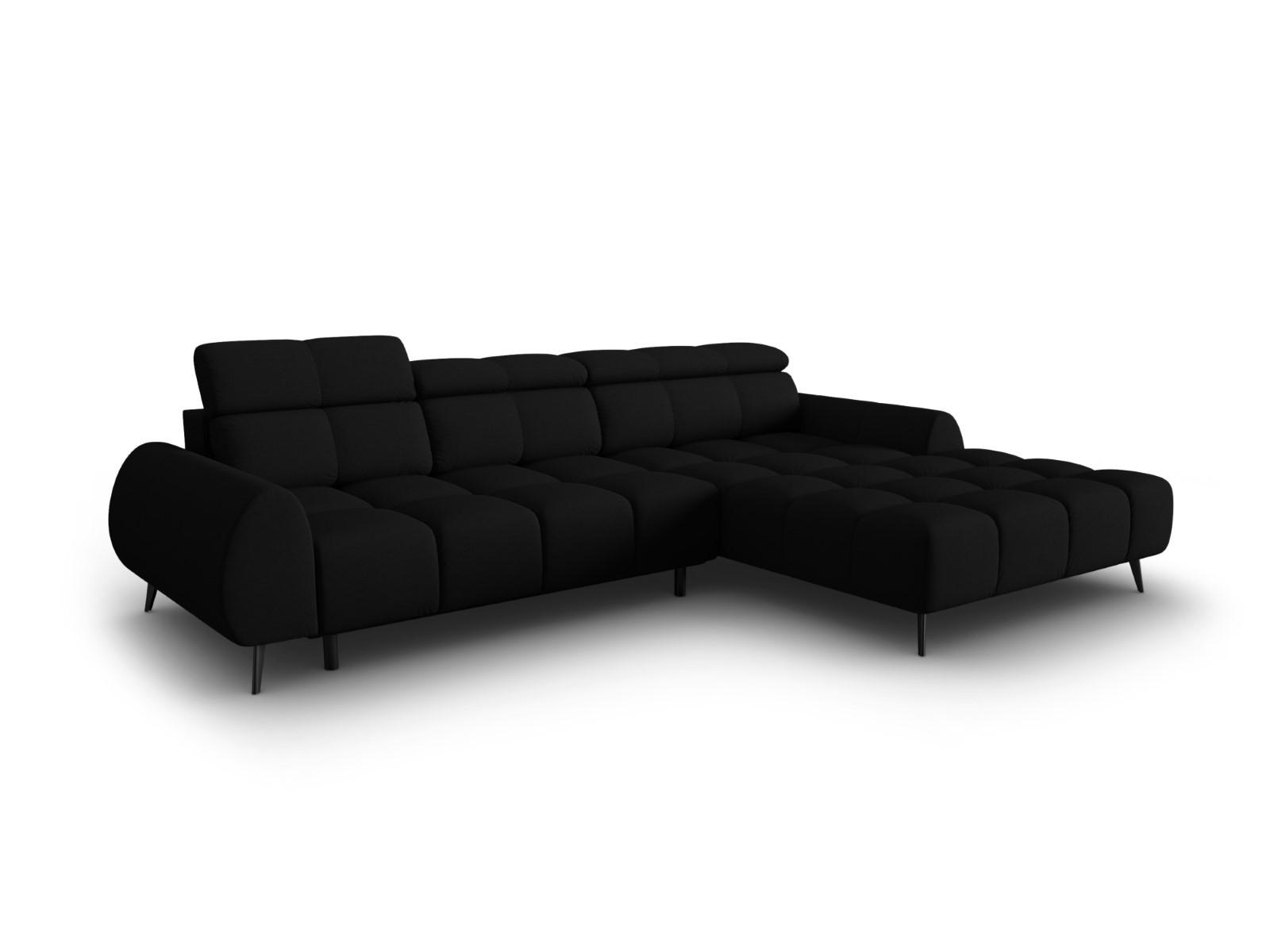 ELEKTRISCHES-ECKSOFA rechts Alyse aus strukturiertem Stoff schwarz 5 Sitzplätze - Schwarz, Textil (188/295cm) - Micadoni