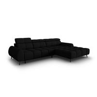 ELEKTRISCHES-ECKSOFA rechts Alyse aus strukturiertem Stoff schwarz 5 Sitzplätze - Schwarz, Textil (188/295cm) - Micadoni