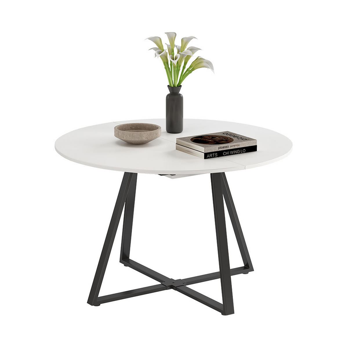 JÍDELNÍ STŮL Loyd Bílá/černá - bílá/černá, kompozitní dřevo (120/120/75.8cm) - Vicco