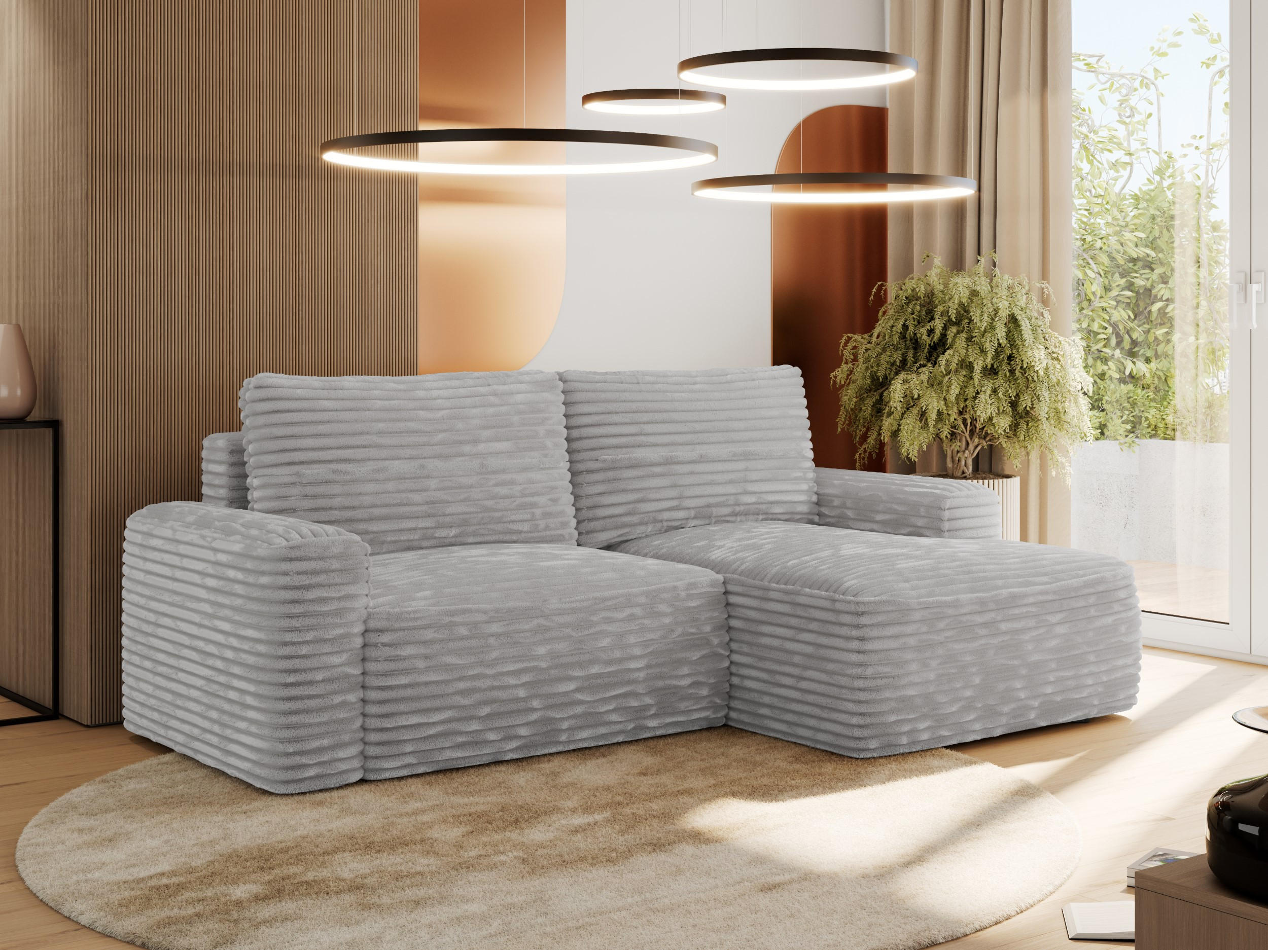 ECKSOFA BELLUNO L Grau Cord - Rechts - Schwarz/Grau, Textil (233/144cm) - MKS