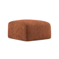 POUF Chenille Stoff Orange - Terracotta/Schwarz, Holzwerkstoff/Kunststoff (65/40/65cm) - Makamii