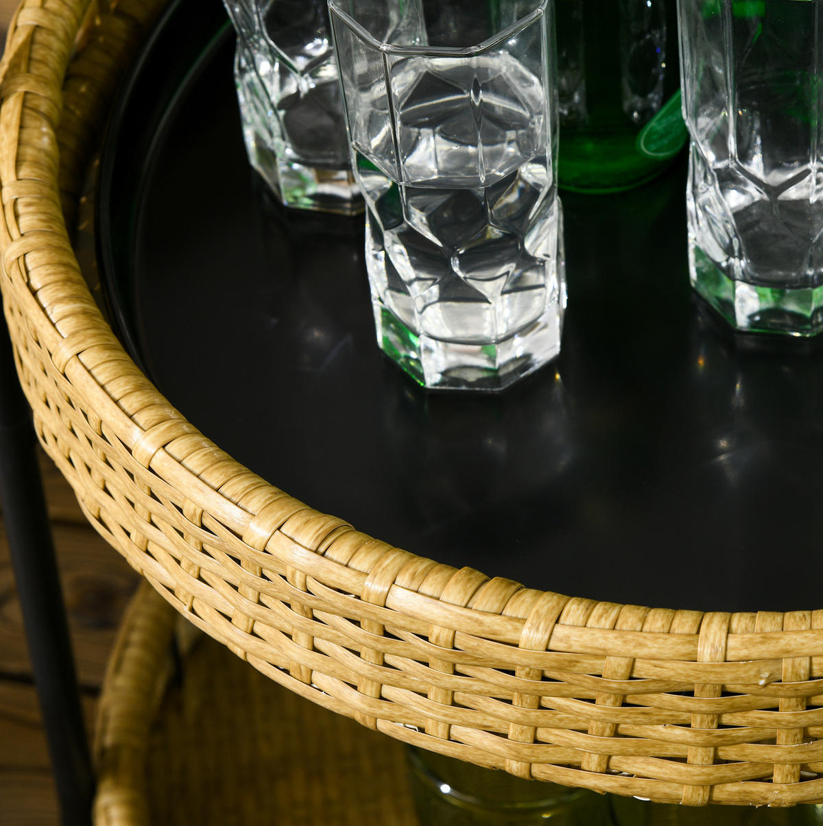SERVIERWAGEN 2-stöckig Φ50 x 66 cm Polyrattan Gelb - Gelb, Kunststoff (50/66/50cm) - Beauniv