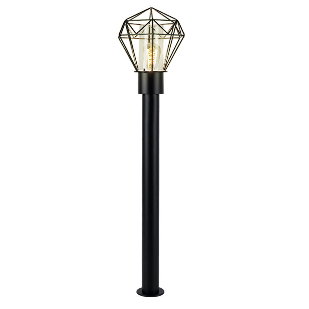 STEHLEUCHTE Edelstahl Schwarz Gitter - Schwarz, Metall (22.5/25.5/100cm) - Globo Lighting