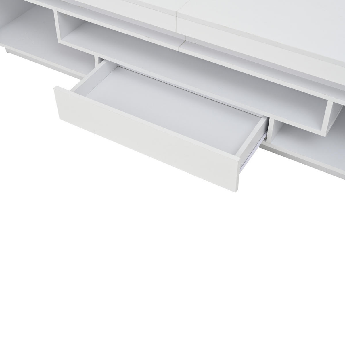 LOWBOARD 175/38/45 cm Weiß aus Spanplatte mit LED und Hochglanzfronten - Weiß, Holzwerkstoff (38/45/175cm) - OKMYHOME