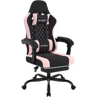 GAMINGSTUHL mit Massagefunktion, Netzstoff, Schwarz+Rosa - Schwarz/Rosa, Textil/Metall (70/127/70cm) - Woltu