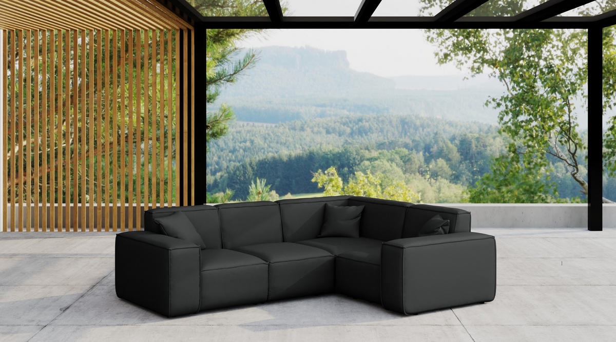 GARTENECKSOFA L-form MALIBU Stoff Odyssey Anthrazit Rechts - Anthrazit, Holz (246/73/181cm) - Kaiser Möbel
