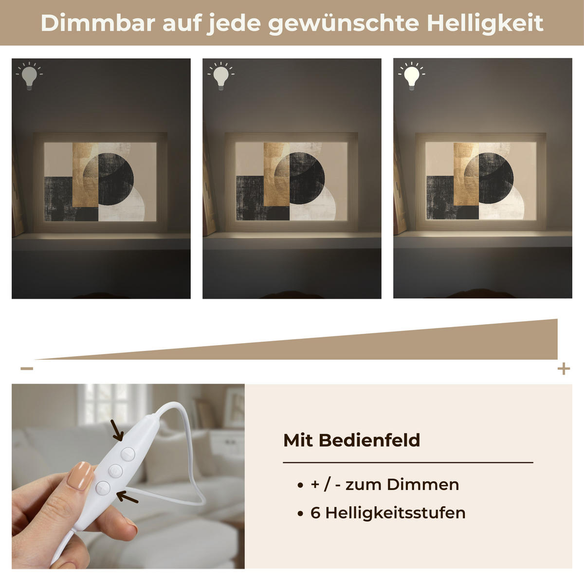 NÁSTĚNNÁ LAMPA Abstraktní - Moderní - Černá - Zlatá 20x15 cm - písková barva, kompozitní dřevo (20/15/8cm) - OnlyWow
