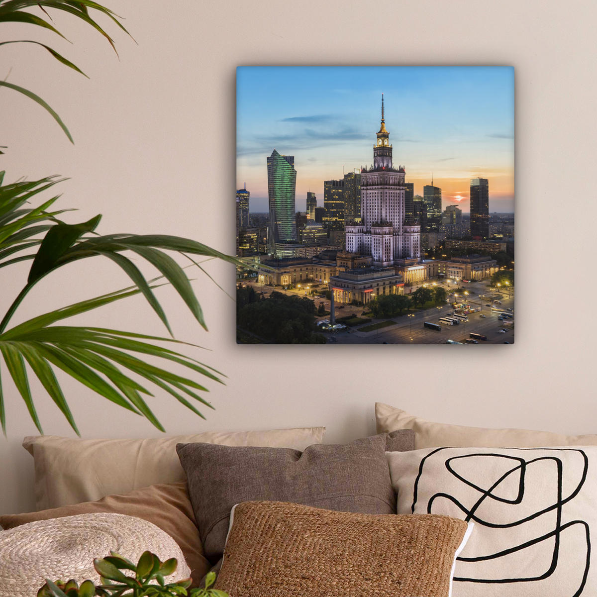 LEINWANDBILD Polen - Sonne - Warschau 50x50 cm - Blau, Textil (50/50cm) - MuchoWow