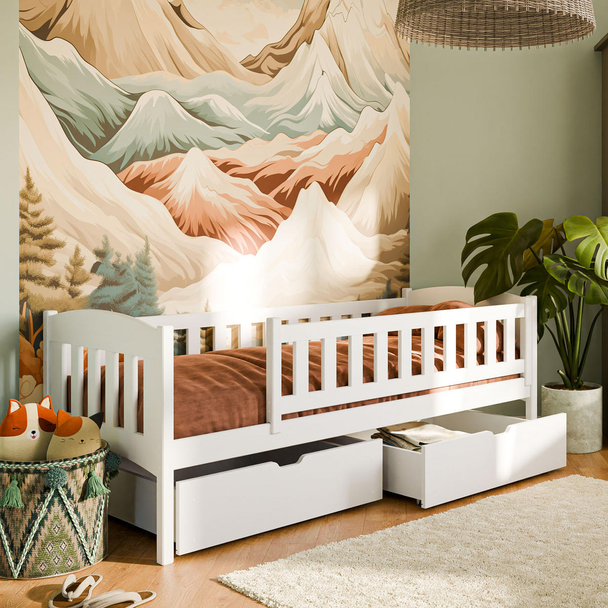 KINDERBETT Gia mit Schublade - Weiß, Holz (90/200cm) - Kids Collective