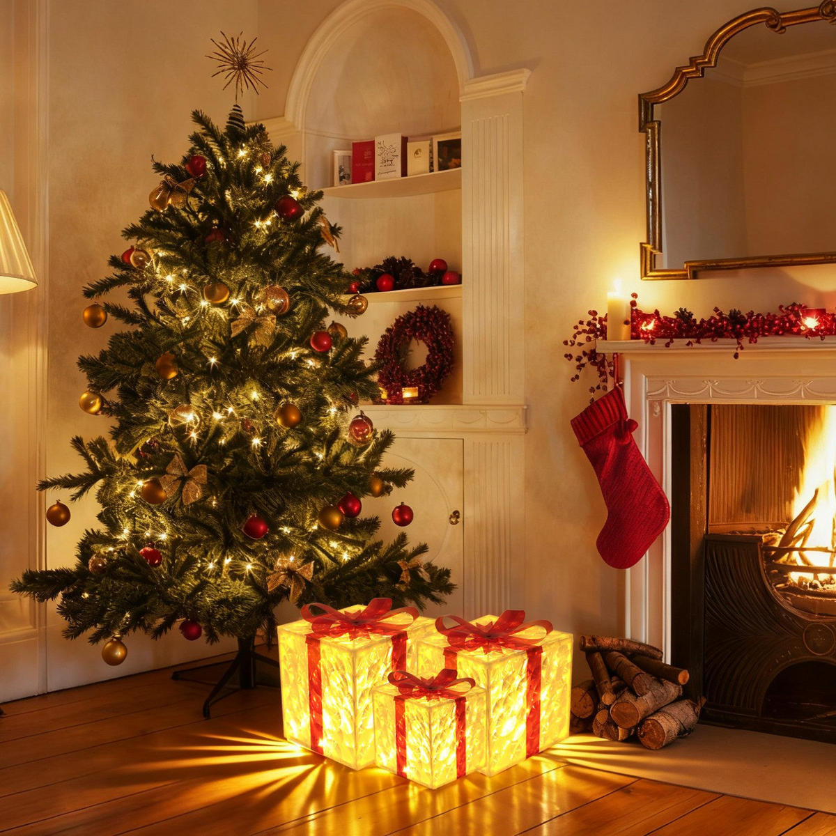 WEIHNACHTSGESCHENKBOX BREMEN Ⅲ 25/1/25 cm - Rot, Kunststoff (25/25/25cm) - Nettlife