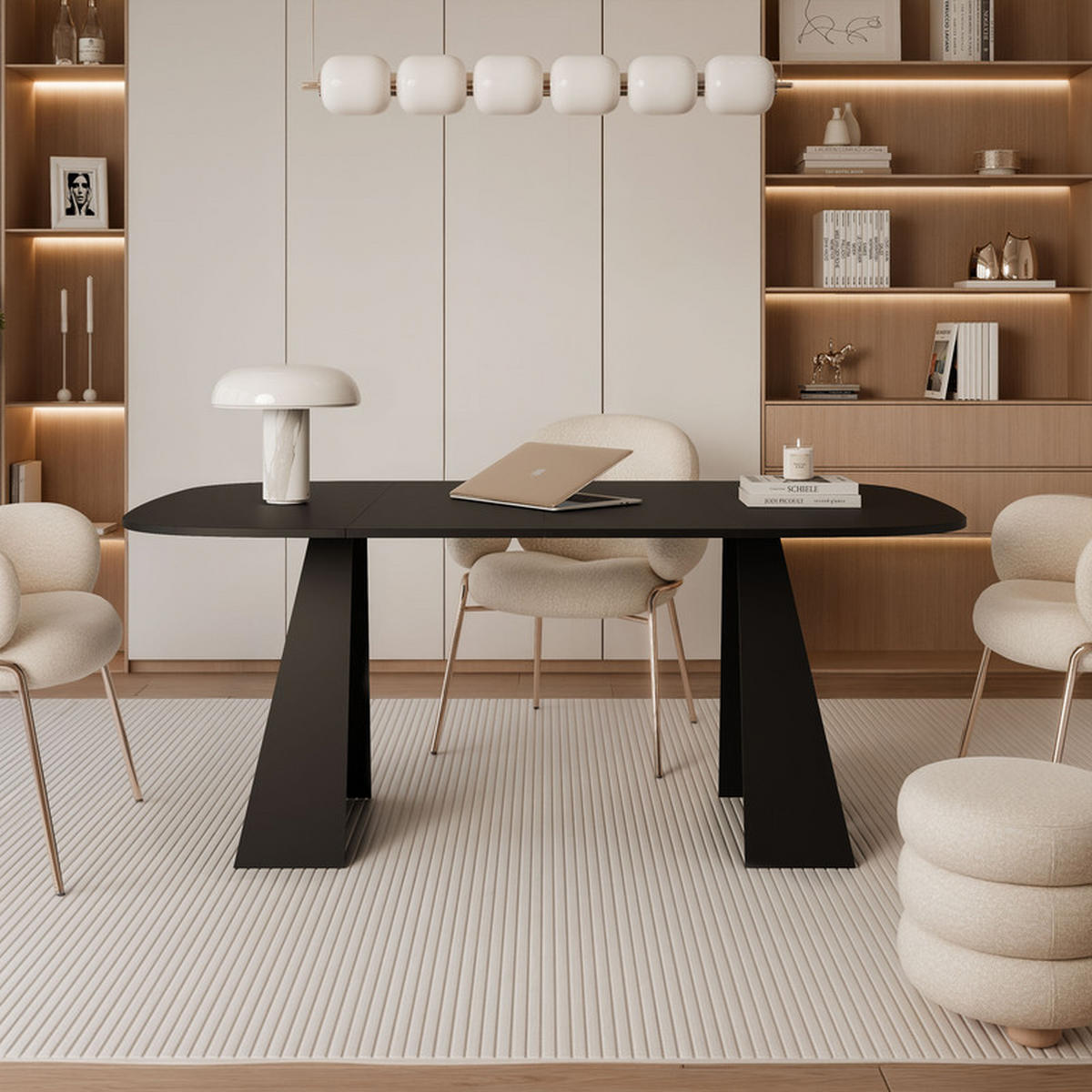 AUSZIEHTISCH ZELO 120/60/76 cm, Schwarz - Schwarz, Holzwerkstoff/Metall (60/120/76cm) - Idohome