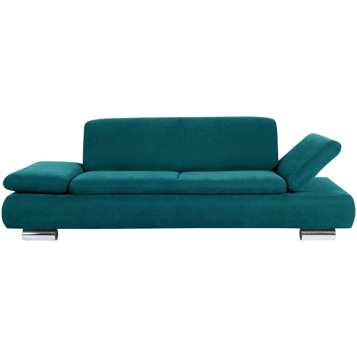 SOFA 2,5-Sitzer Kaye Bezug Veloursstoff Metallfuß verchromt / petrol - Blau, Kunststoff (221/76/90cm) - 58aufmkessel