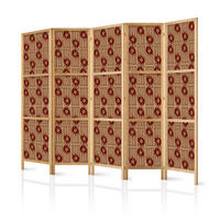 PARAVENT Japanischer 5-tlg 225x172 cm Retro Abstraktion - Braun, Holz/Textil (225/172/3cm) - Muralo