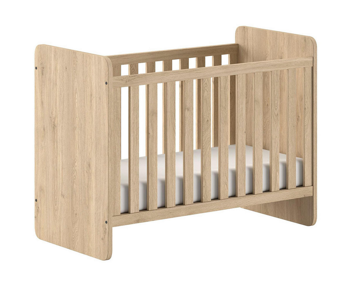 BABYBETT 60x120 Keelia Eiche Melamin mit Lattenrost - Eichefarben, Kunststoff (60/120cm) - 58aufmkessel