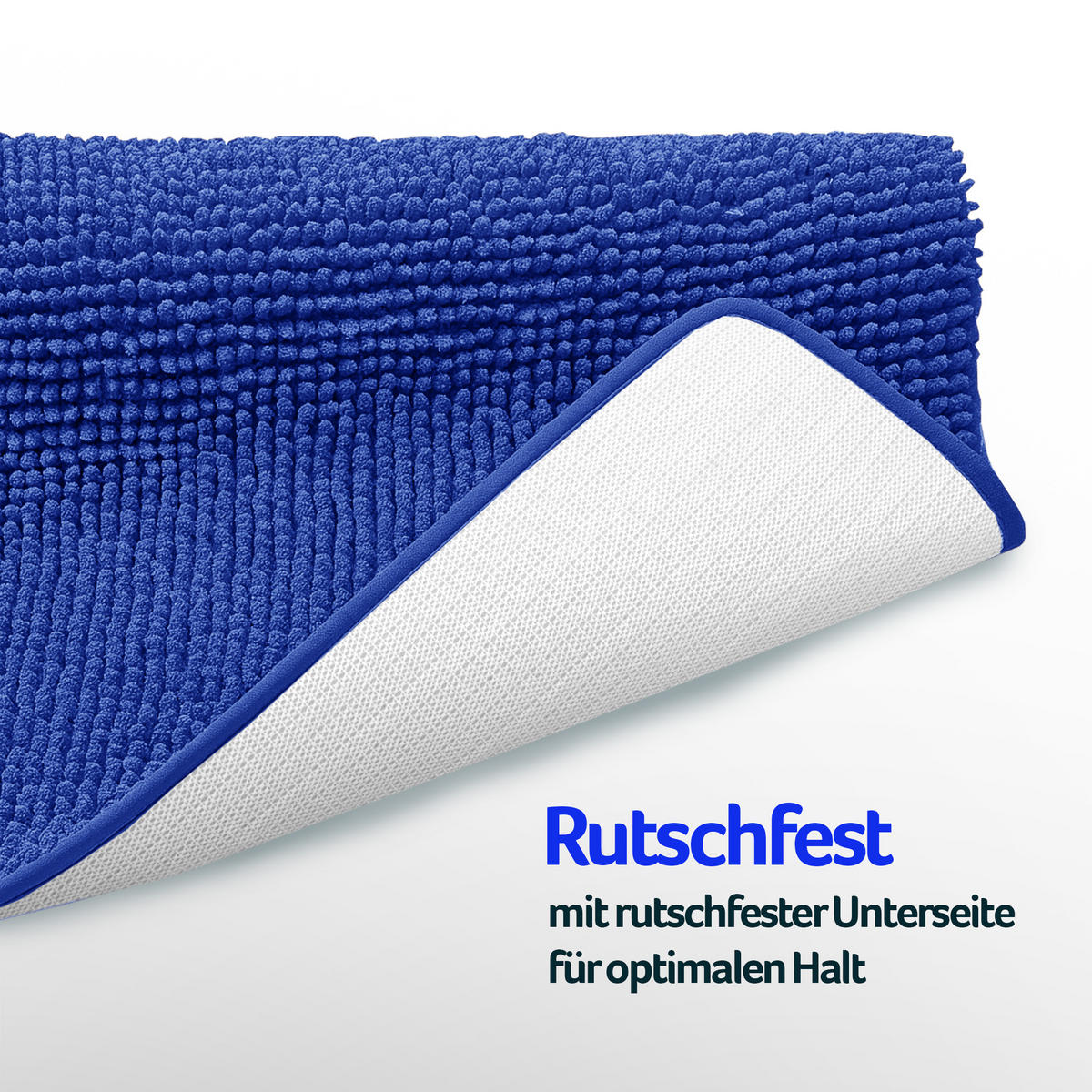 BADEMATTE Chenille 60x90cm Blau - Blau, Textil (90/60cm) - Bestlivings