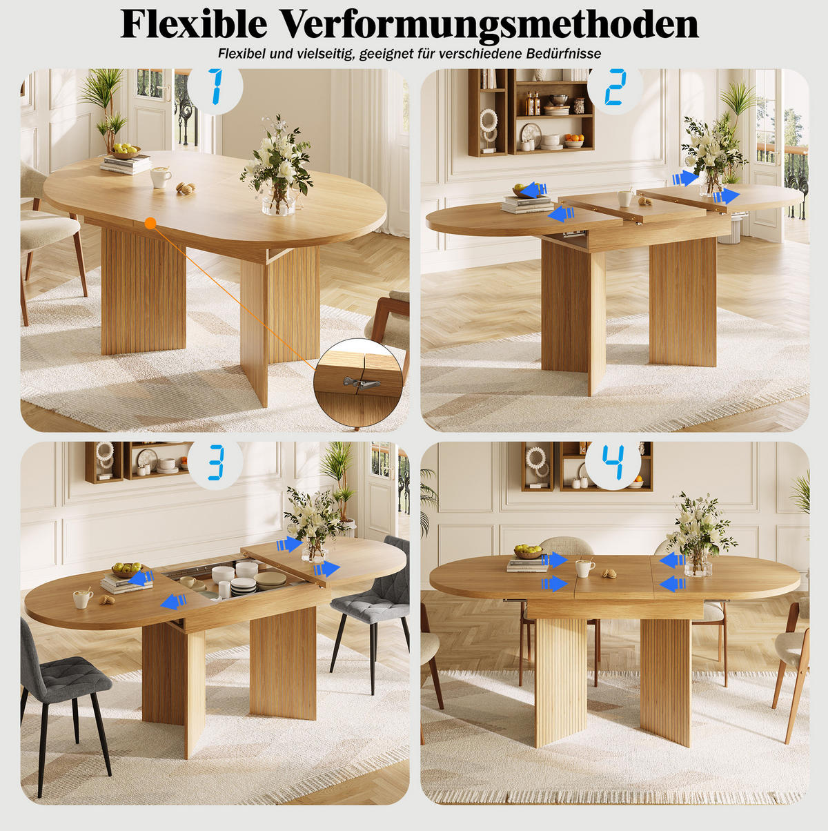 AUSZIEHTISCH 120-160/80/75 cm in Naturholzfarbe – platzsparend & flexibel - Hellbraun, Holzwerkstoff (120/80/75cm) - BEAOK