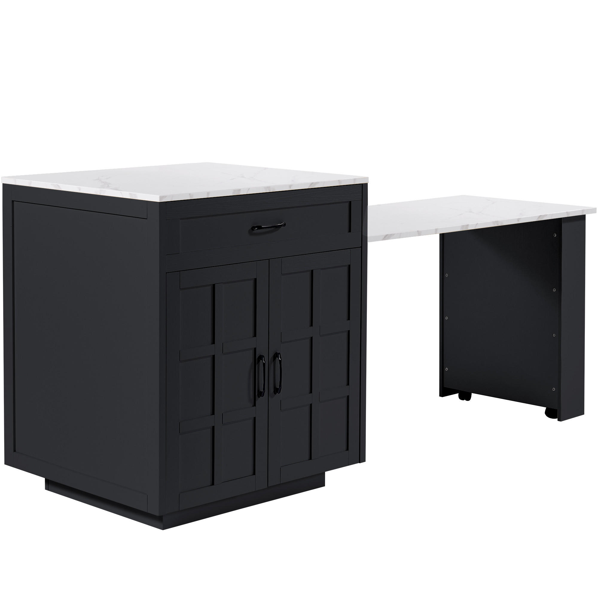 BARTISCH DE-41230 133-202/70/93,5 cm mit ausziehbarer Tischplatte und Stauraum Schwarz - Schwarz, Holzwerkstoff (133/93.5/70cm) - ComfortXL