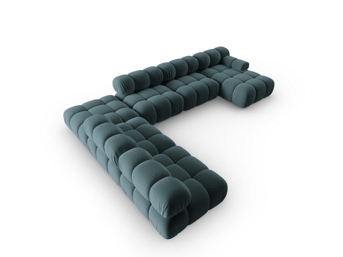 MODULARES-PANORAMASOFA links Bellis aus Samt petrol 7 Sitzplätze - Petrol, Textil (282/63/379cm) - Micadoni