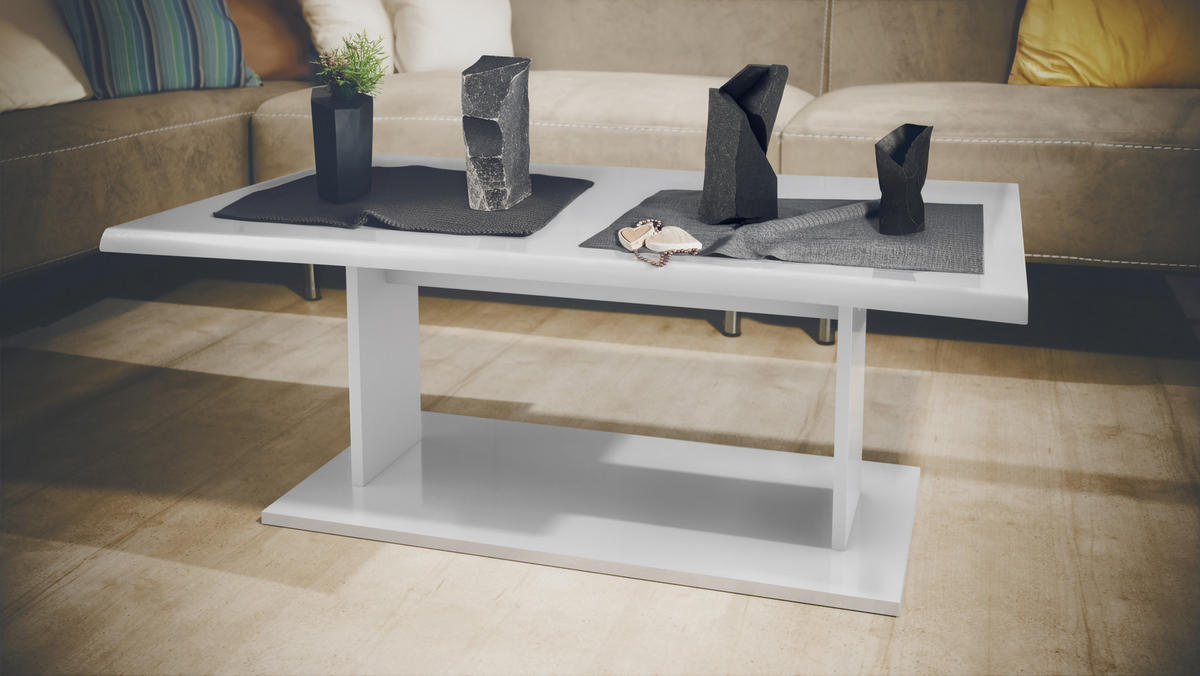COUCHTISCH Melo Weiß Hochglanz - Weiß Hochglanz, Holzwerkstoff (67.5/102/40cm) - Vladon