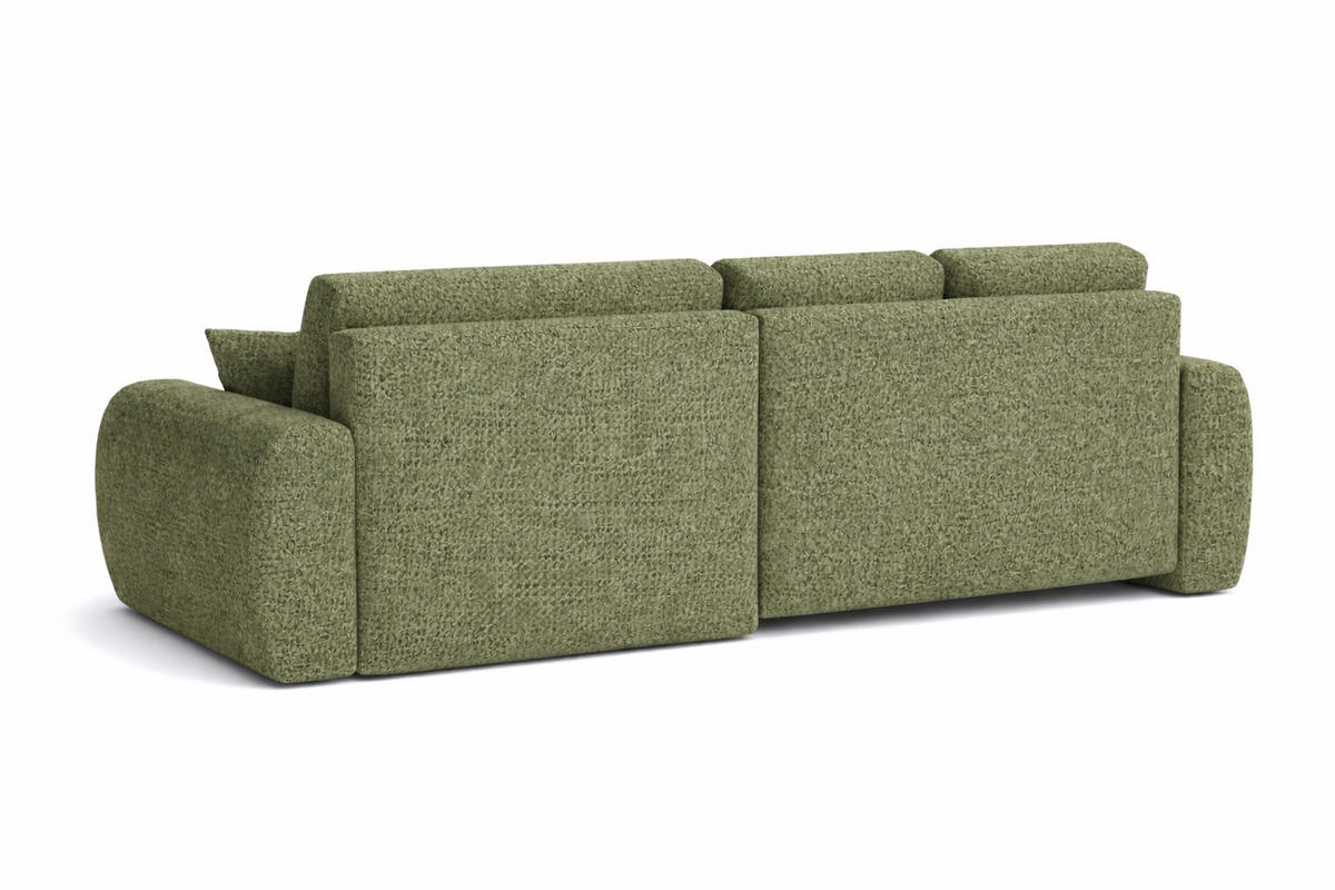 ECKSOFA Mit Schlaffunktion Und Bettkasten L-Form Ivo L, Chenille-Stoff Artico, Moss, Links - Grün, Holz (250/142cm) - Kaiser Möbel
