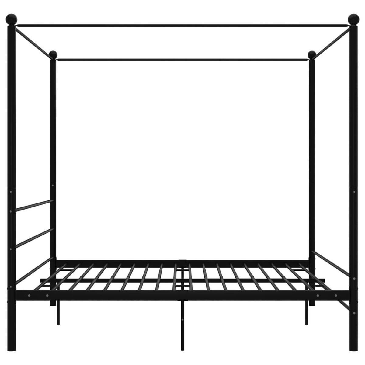 HIMMELBETT Schwarz Metall 200/200 Cm - Schwarz, Holz (200/200cm) - vidaXL
