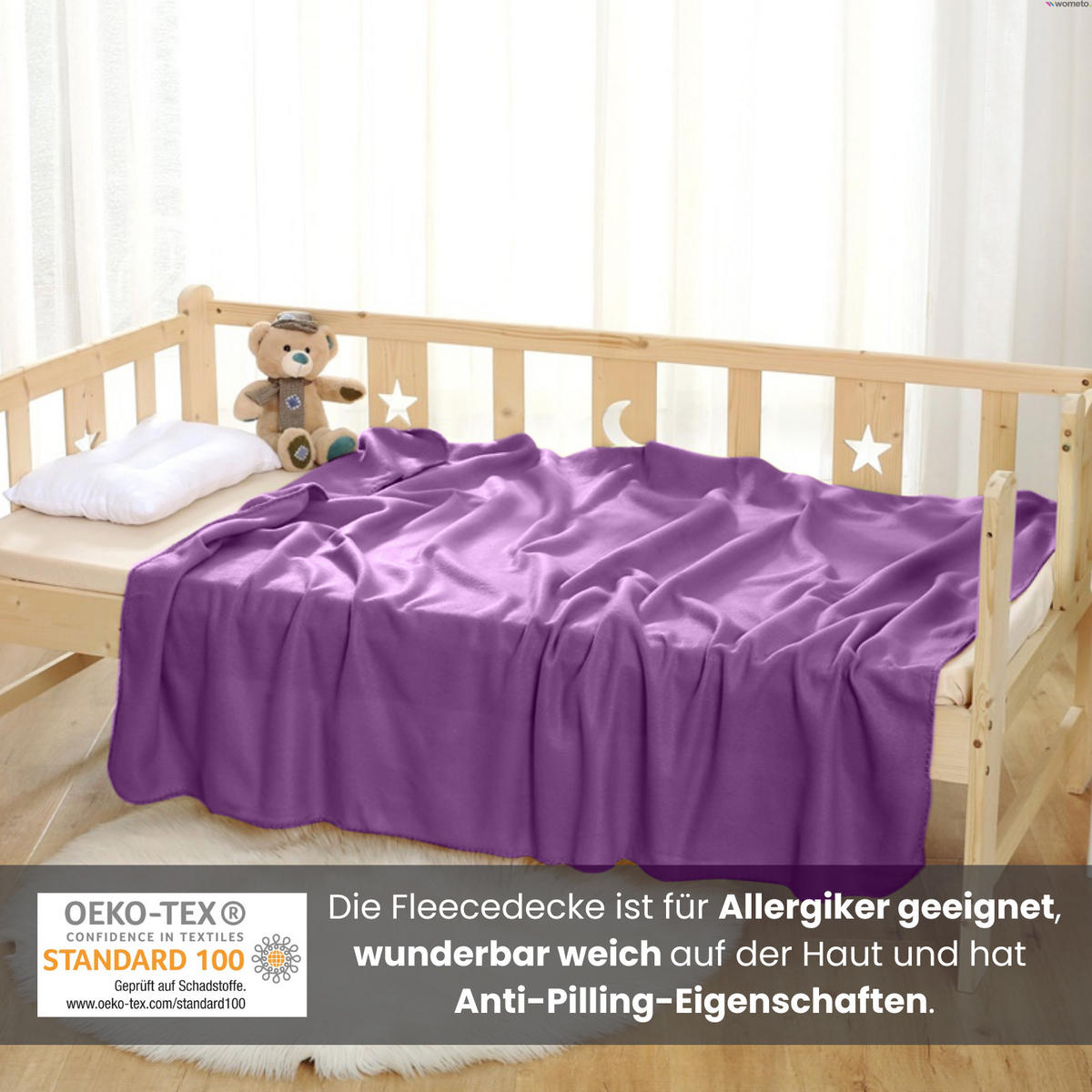 FLEECEDECKE lila 130/160 cm Kettelrand Anti-Pilling - Lila, Textil (130/160cm) - wometo
