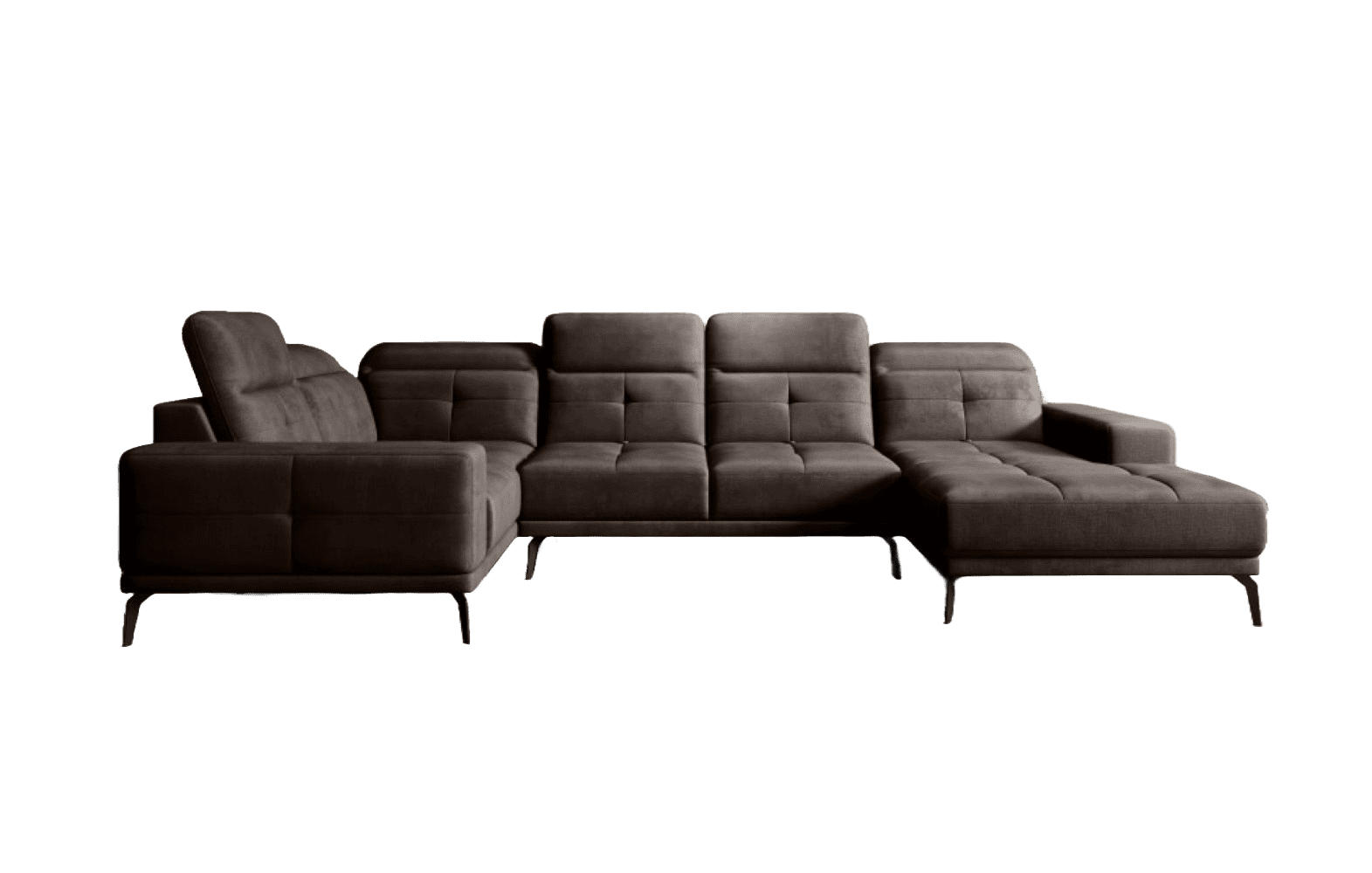 WOHNLANDSCHAFT mit Sitztiefenverstellung, wasserabweisender Nube-Stoff der Spitzenklasse - Dunkelbraun/Schwarz, Textil/Metall (350/77/210cm) - Eltap