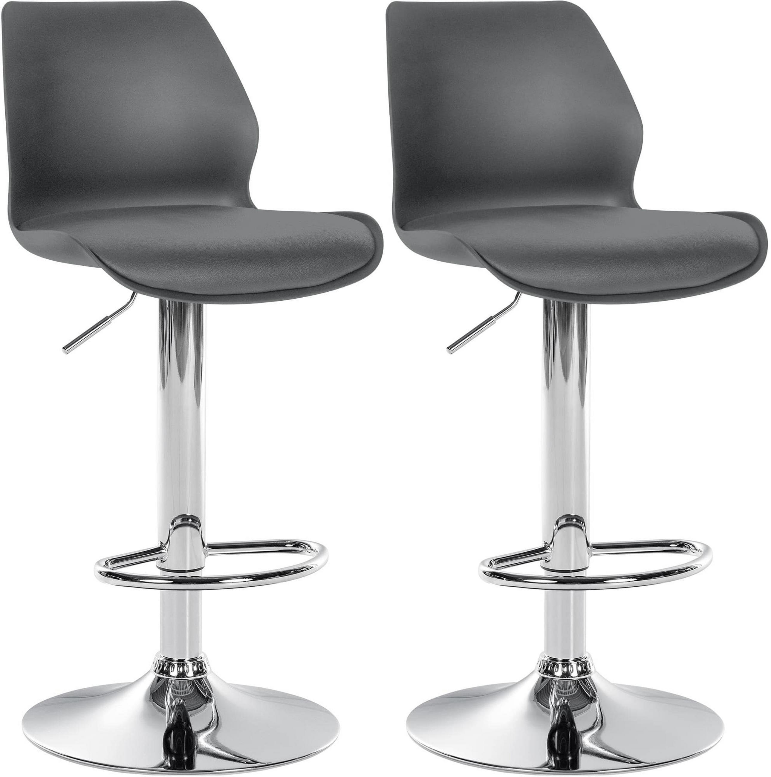 BARHOCKER 2er Set Gilian Kunststoff grau - Chromfarben/Grau, Kunststoff/Metall (39/102/42cm) - TPFLiving