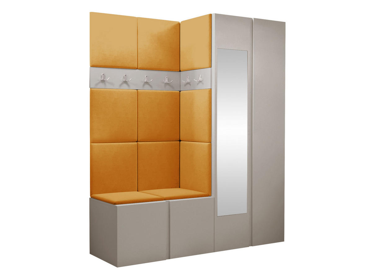 GARDEROBEN-SET Orion XII - Kaschmir/Orange, Holzwerkstoff/Kunststoff (158/186/46cm) - MIRJAN24