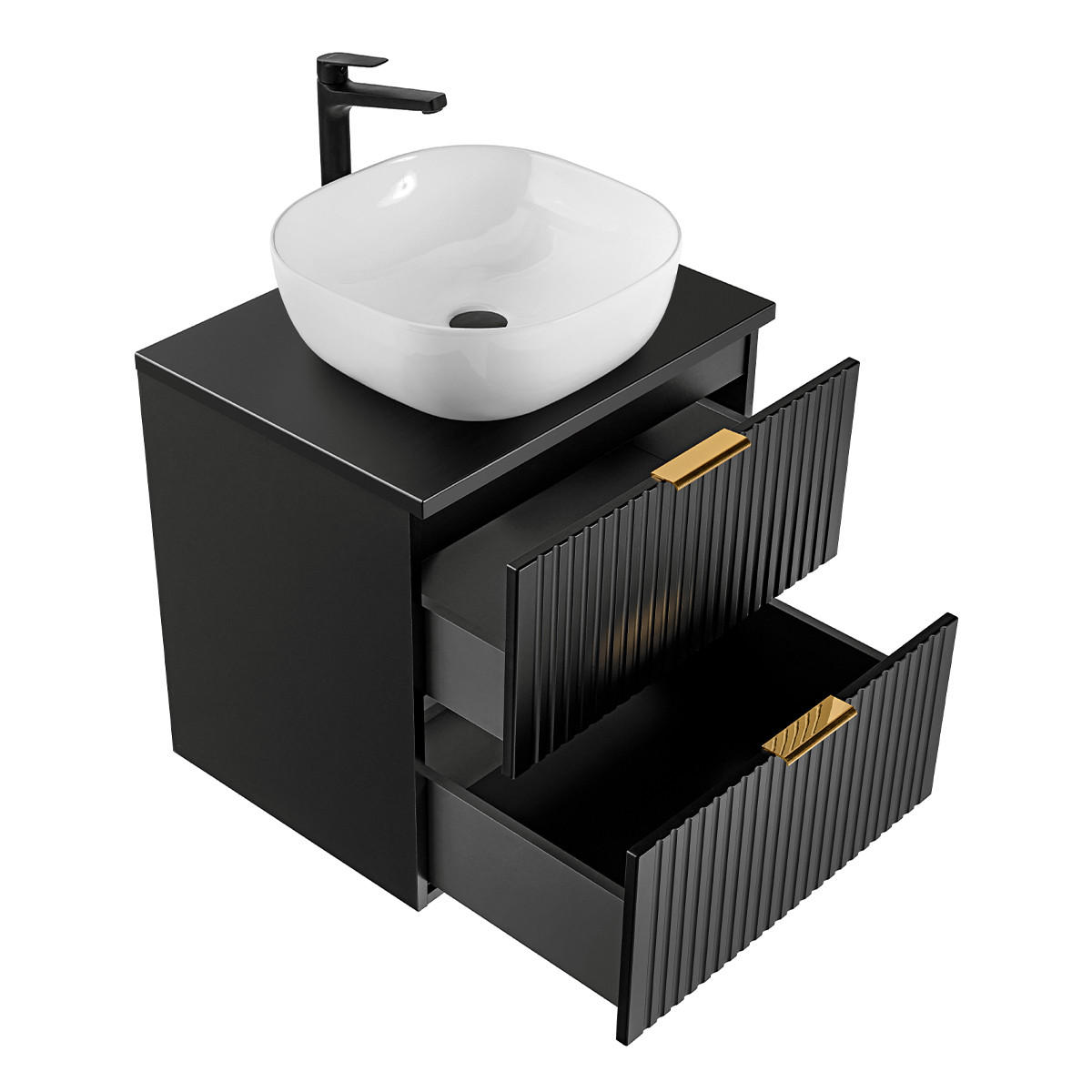 BADMÖBEL Adriel 2er-Set Mattschwarz - Schwarz, Holzwerkstoff (60.6/59/46cm) - Petits-meubles