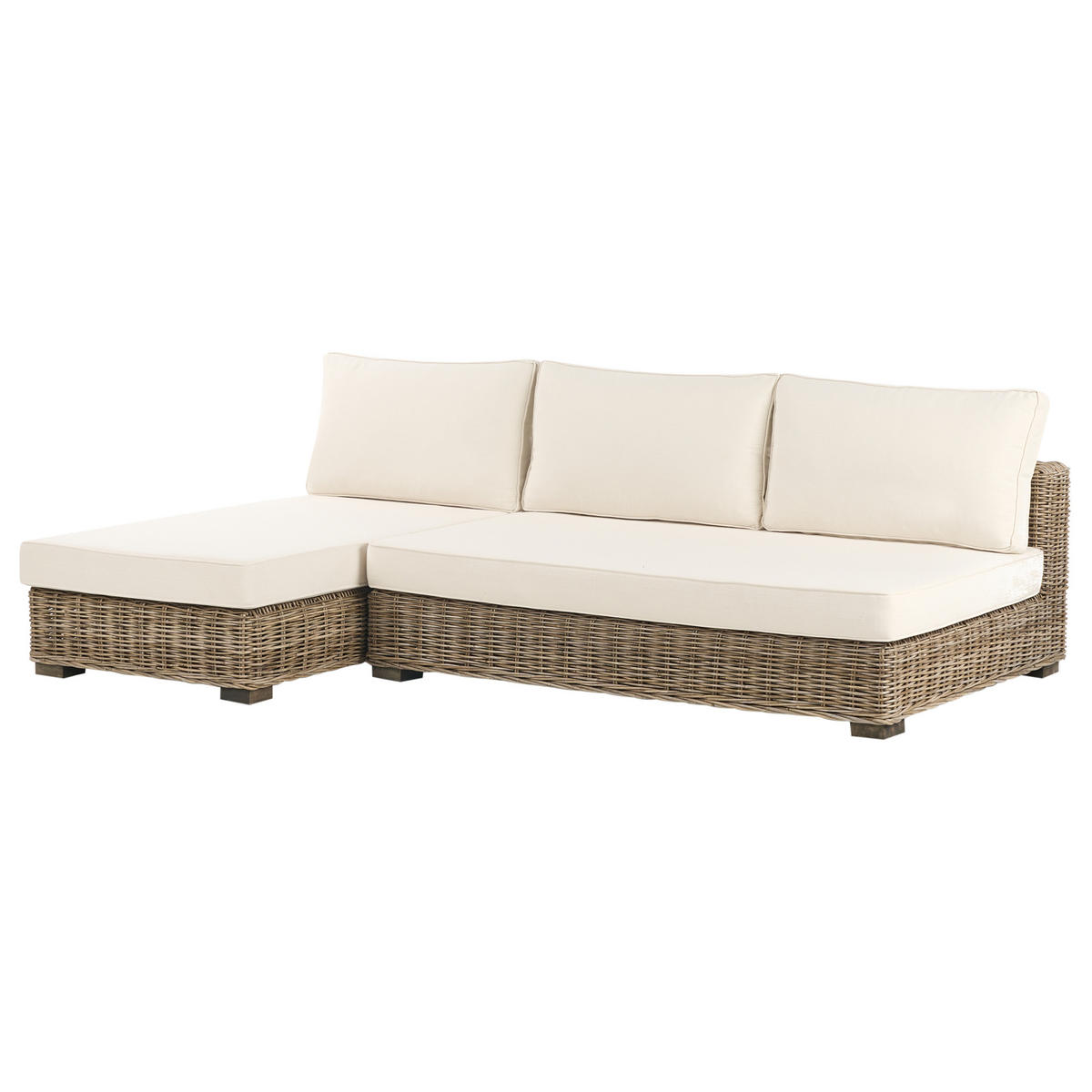 LOUNGE GARNITURA 4-sedežna bela Varallo - siva/bela, naravni materiali - Beliani