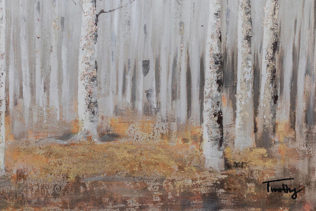 ACRYLBILD HANDGEMALT 120/80 cm - Weiß/Braun, Holz/Textil (1.8/80cm) - KUNSTLOFT