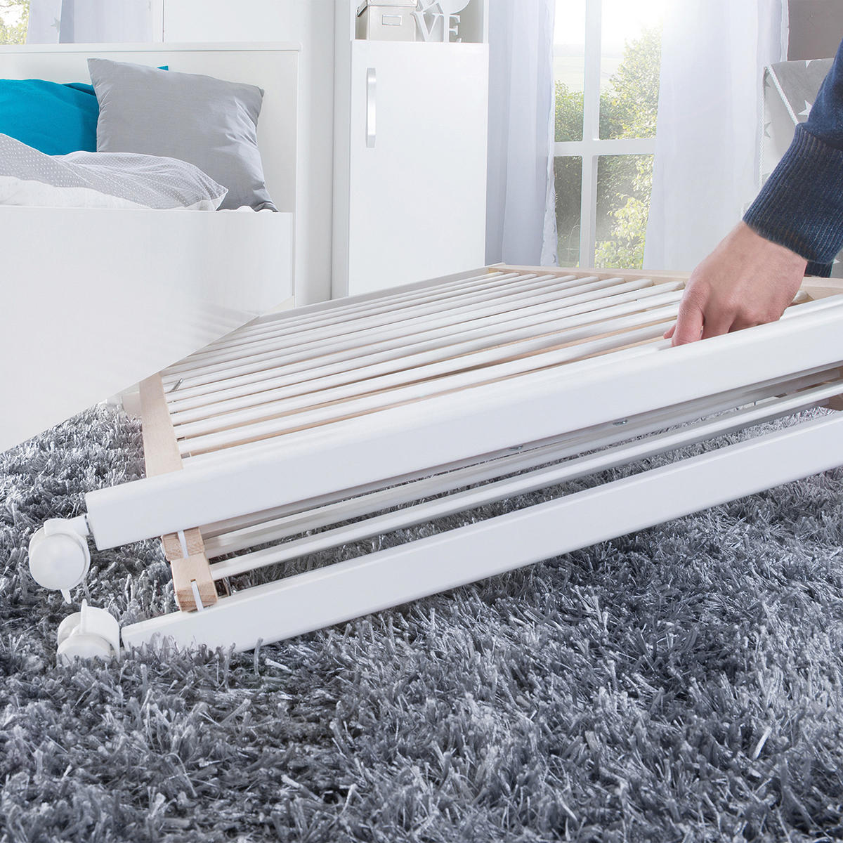KLAPPBETT 60x120 cm bicolor - Weiß/Naturfarben, Holzwerkstoff (60/120cm) - Roba