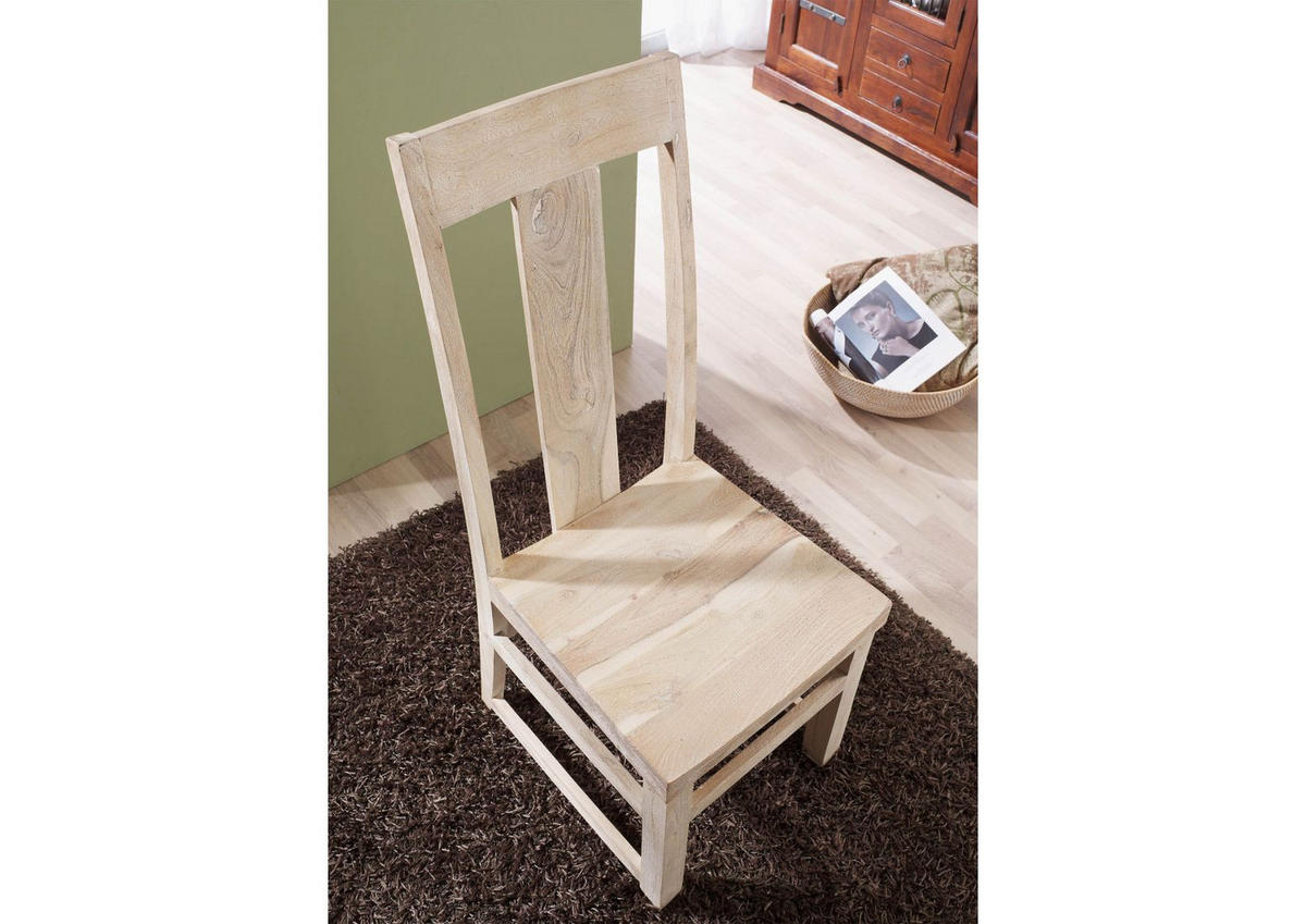 STUHL Massivholz 45 x 47 x 110 cm beige NATURE WHITE #122 - Beige, Holz (45/110/47cm) - Massivmoebel24