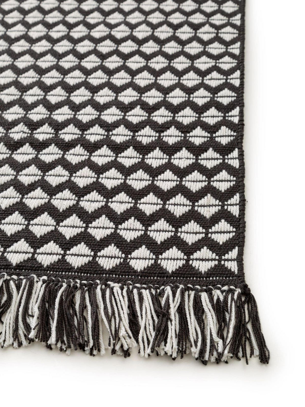 TEPPICH aus recyceltem Material Morty Schwarz/Weiß 80x150 cm - Schwarz/Weiß, Textil (80/1cm) - KUNSTLOFT