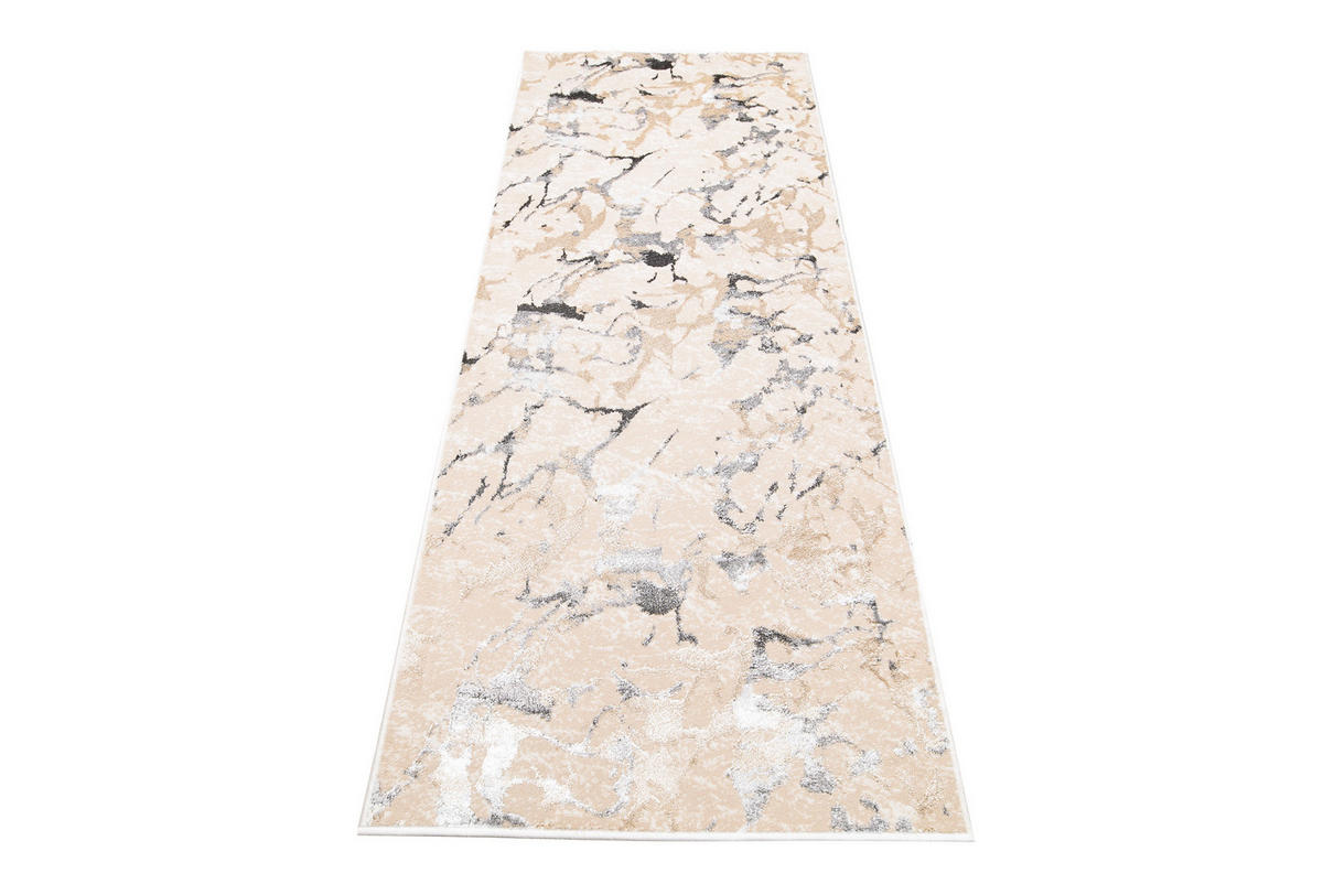 LÄUFER Crystal Hellgrau Marmor Optik 70/600 cm - Hellgrau, Textil (70/600cm) - Tapiso