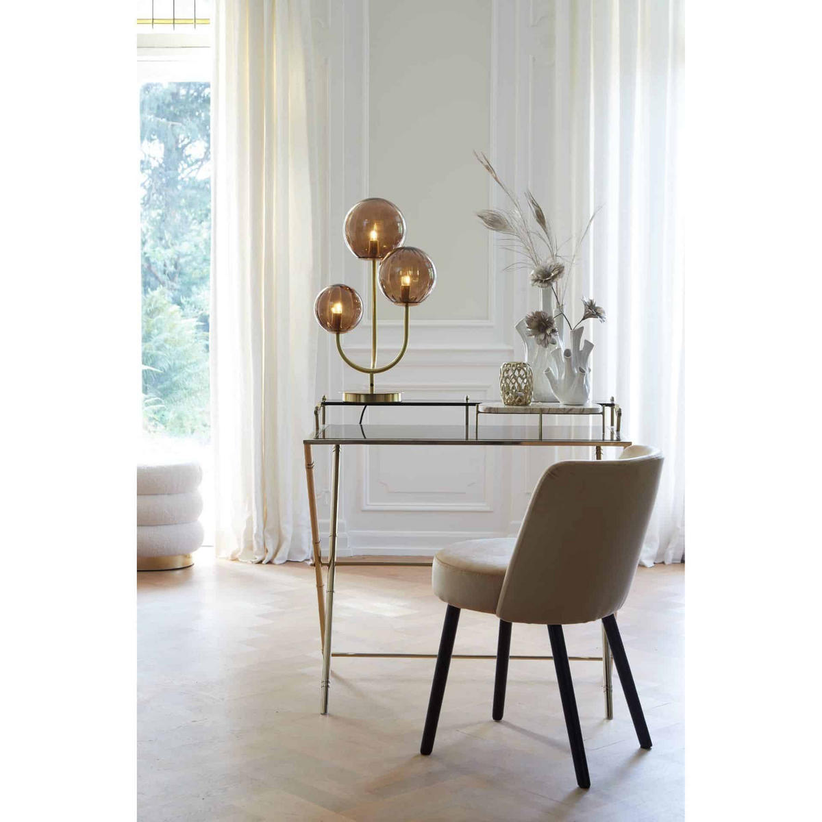 TISCHLAMPE Magdala Braun Ø38/60 cm - Braun, Glas (38/20/60cm) - Light & Living