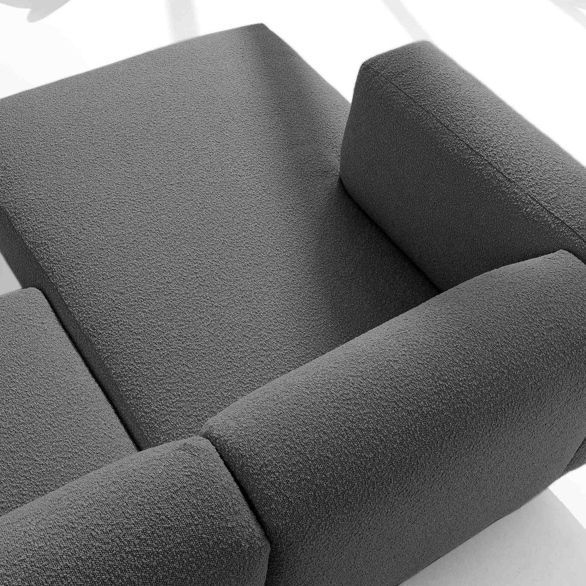 ECKSOFA-LINKS FOSERO, Bouclé - Dunkelgrau/Buchefarben, Holz/Holzwerkstoff (204/155cm) - KONSIMO®